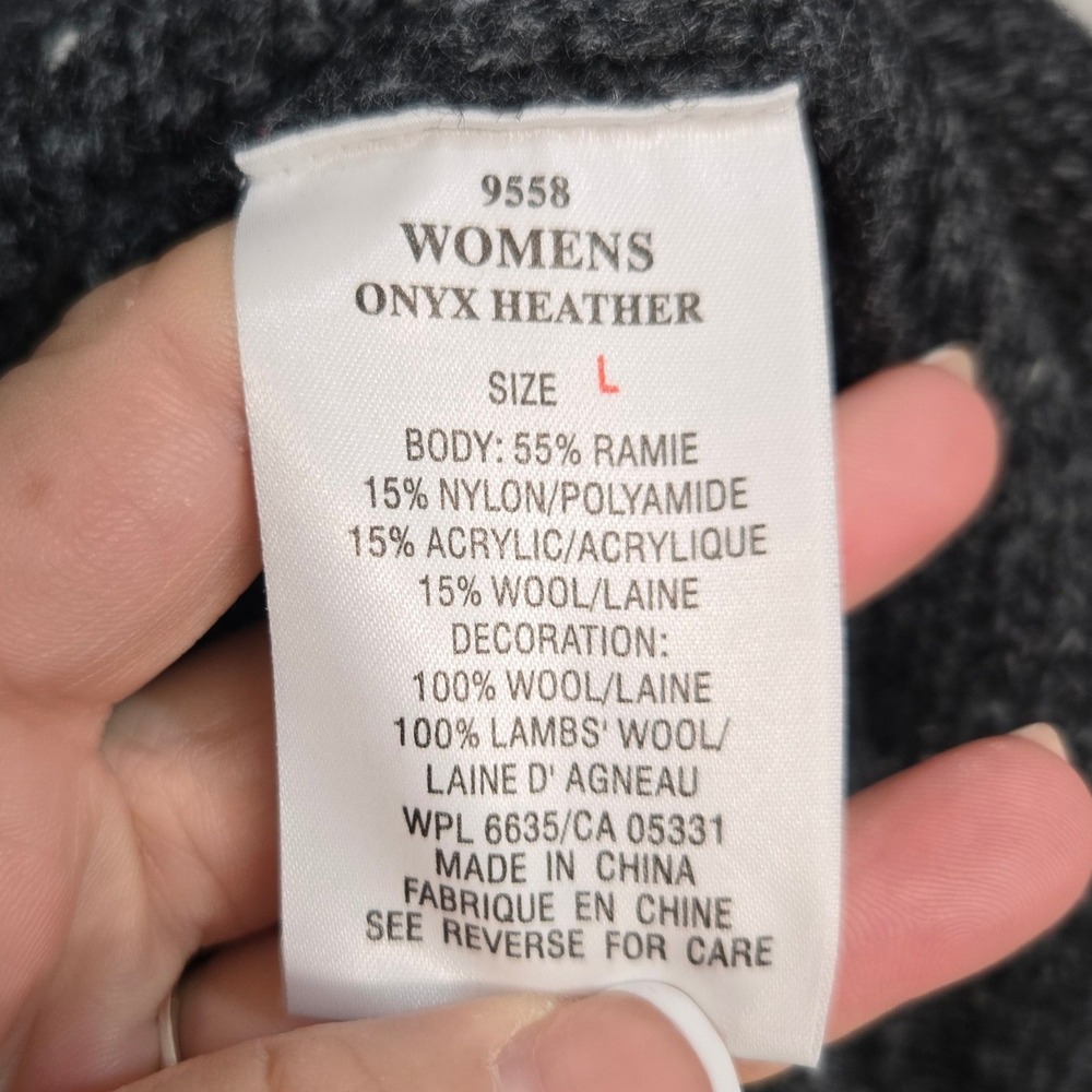 Woolrich Sweater Large Onyx Heather Bird Embroidered Vintage Wool Blend Cottage - Picture 7 of 8